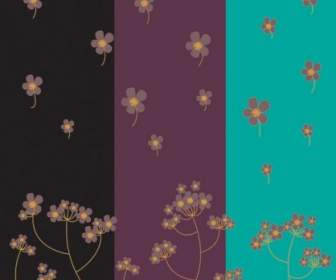Threecolor Flowers Vector Background