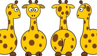 Tobias Cartoon Giraffe Front Back And Side Views Clip Art