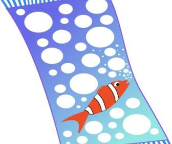 毛巾藍色與白色的泡沫和紅色與白色小條魚