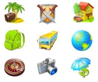 Reisen Sie Symbol Set Icons Pack