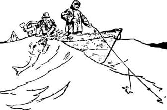 Schleppnetzfischerei Aus Einem Boot-ClipArt