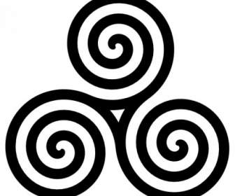 Triple Spiral Symbol Filled Clip Art