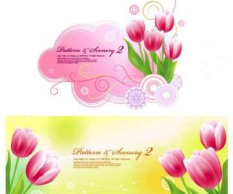 Tulips And Vector Fantasy Background