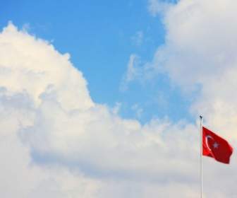 Turkish Flag With Sky
