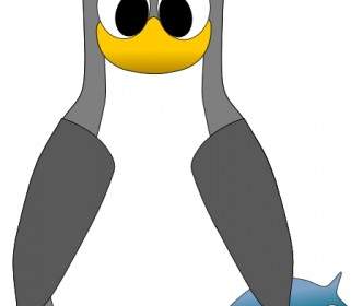 Tux With Fish Clip Art