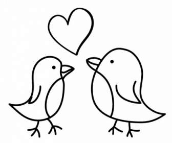 Two Birds Sketch With A Love Heart