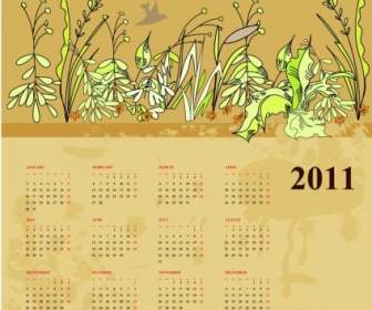 Two Flowers Calendar Vector