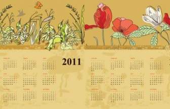 Vector De Calendario De Dos Flores
