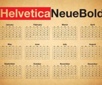 Tipografi Meja Kalender Helvatica Neue