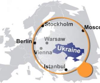 Mappa Ucraina Sotto ClipArt Di Lente D'ingrandimento