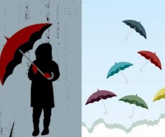 Regenschirm Thema Des Vektors