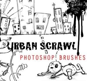 แปรง Photoshop Scrawl เมือง
