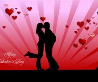 Valentine Day Couples Kissing Vector