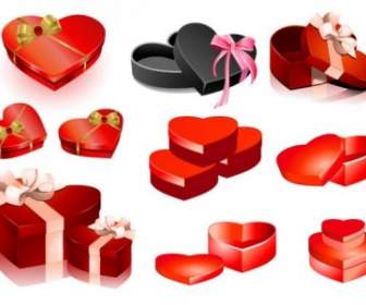 Valentine Day Herzförmiger Geschenk Box Vektor