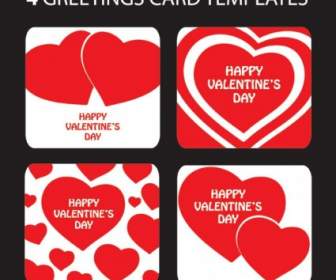 발렌타인 하루 Heartshaped 인사말 카드 서식 파일 벡터