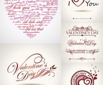 Valentine Hari Wordart Grafis Vektor