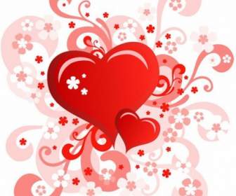 بطاقة اليوم دا عيد الحب مع تصميم على شكل قلب الأزهار دوامة