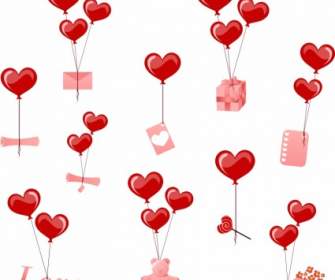 Valentine39s วัน Heartshaped บอลลูนเวกเตอร์องค์ประกอบ