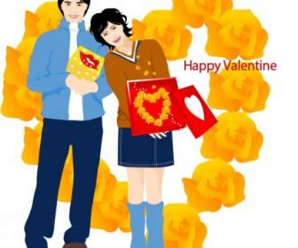 Valentine39s Coppia Romantica Di Giorno Vettoriale