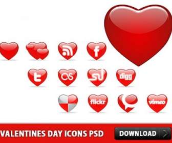 Valentines Day Icons Free Psd File