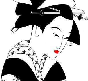 Valessiobrito 日本女性黒と白のクリップアート