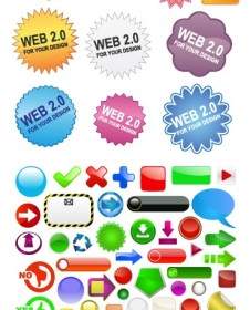 Variety Of Web20 Button Icon Vector