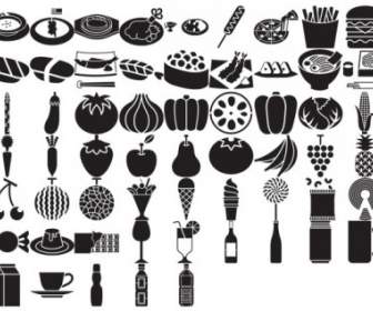 عناصر مختلفة من عناصر الفئة الغذائية صورة ظلية الموجه