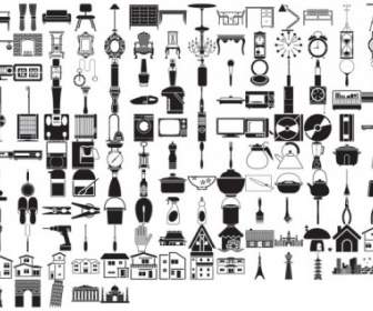 Various Elements Of Vector Silhouette Lifestyle Elements