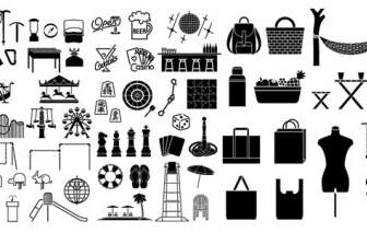 Various Elements Of Vector Silhouette Recreation Elements