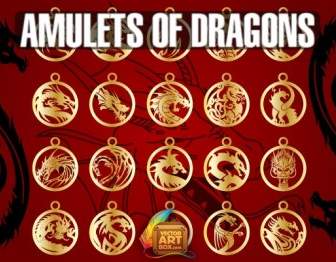 Vector Amulets Of Dragons