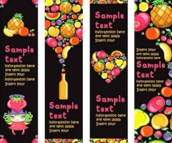 カラフルな果物やバナー素材のベクトルの背景
