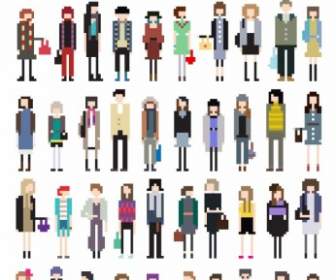 Vector Pixels De Personnages De Dessin Animé
