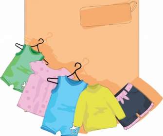 Vector Cartoon Children Clothes Hanger Drying