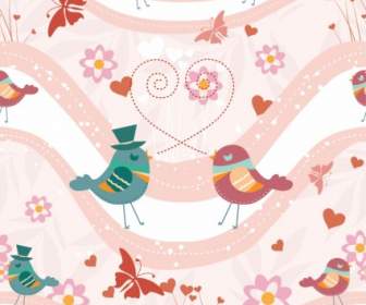 Vektor Kartun Lucu Cinta Burung