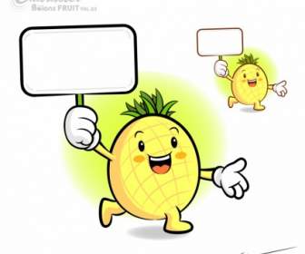 Vettore Cartoon Ananas Frutto