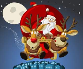 Векторный мультфильм Санта-Клауса рождественские подарки