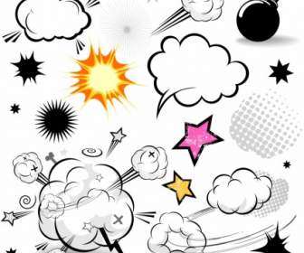 ベクトル漫画スタイルのキノコ雲の層