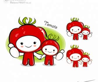 Vector Cartoon Tomate Fruta
