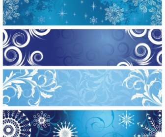 Vector Banners De Navidad Con Copos De Nieve