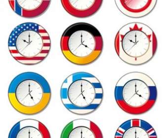 Vektor-Uhren In Verschiedenen Ländern