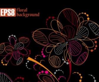 Vector Colorful Flowers Line Draft