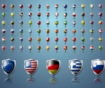 Vector Country Flag Shields