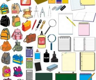 Vector Elements Of School Supplies Set