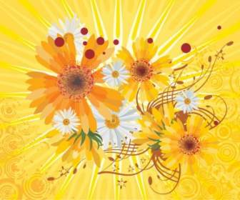 Vector Flower Abstract Yellow Background