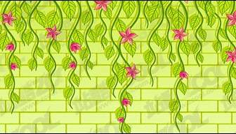 Vektor Bunga Di Tembok Bahan