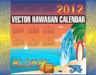 Hawaiian Calendario Vettoriale
