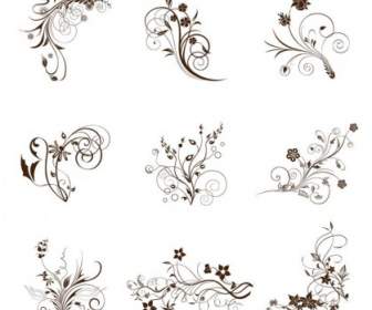 旋回が盛んに装飾的な花の要素のベクトル イラスト セット