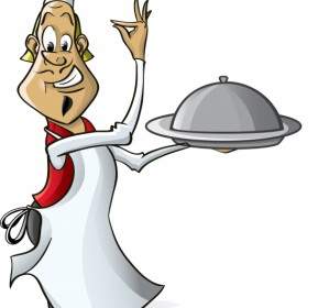 Vector Image Of Cartoon Waiter