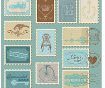 Vector Line Art Illustration Stamp Pattern