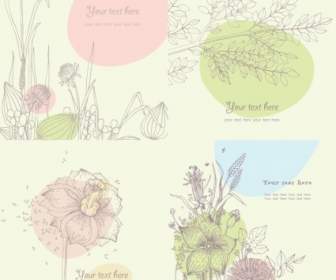 Vektor Strichzeichnung Floralen Mustern